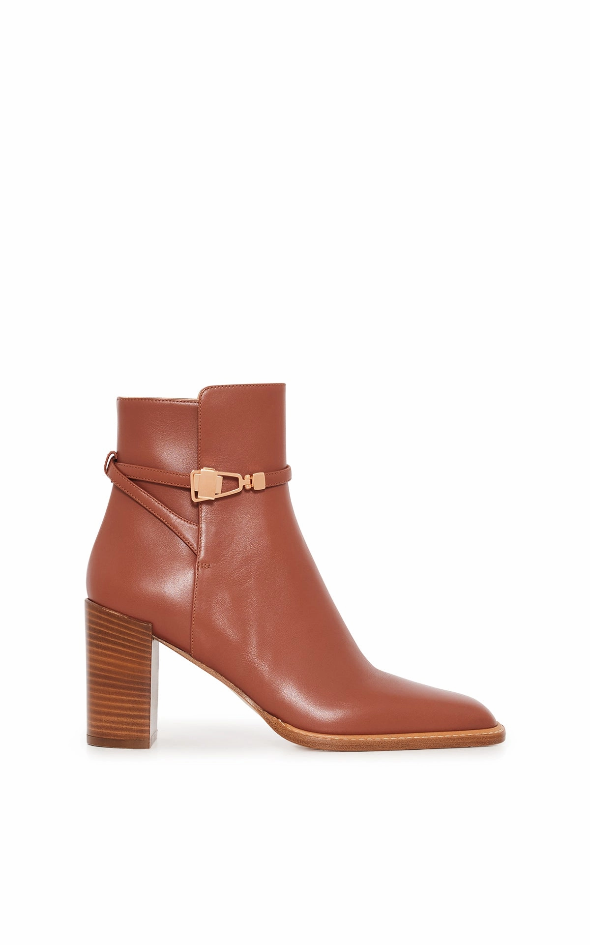 Nina Clasp Ankle Boot in Cognac Leather Warm and Cozy Pastel Glow