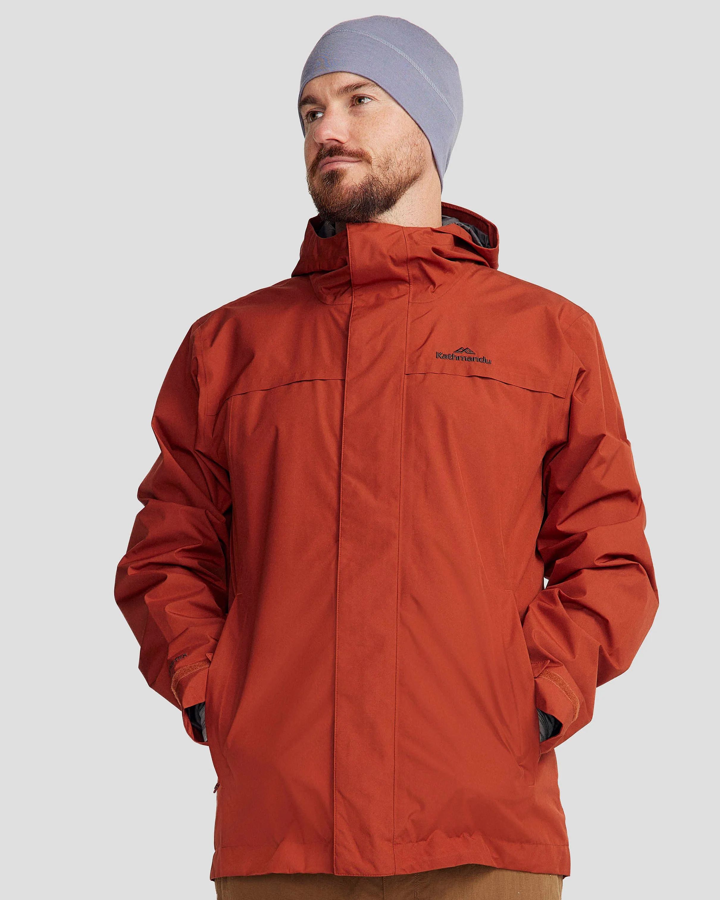 Wind Resistant Double Breasted Men's Bealey 2L GORE-TEX? Rain Jacket - Redwood
