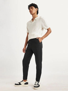 WindResistantMaterial NonIrritatingStitching Men's Black Regular Fit Trousers