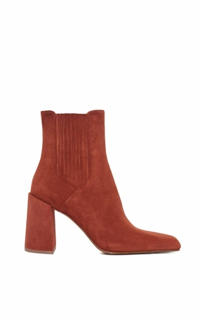 Luke High Heel Ankle Boot in Burnt Sienna Suede Lace Up Weather Proof
