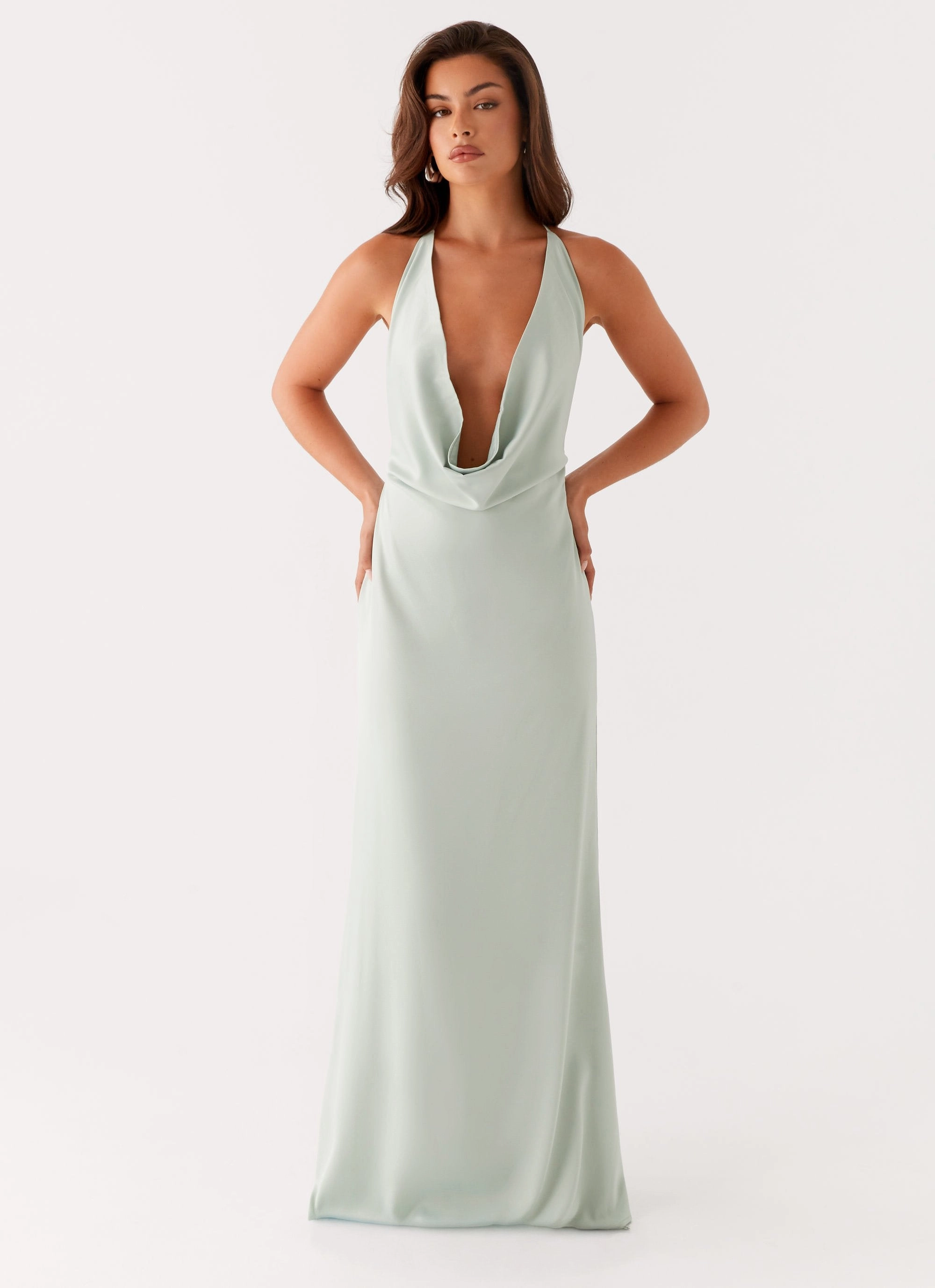 Noemi Maxi Dress - Sage Halter-Neck