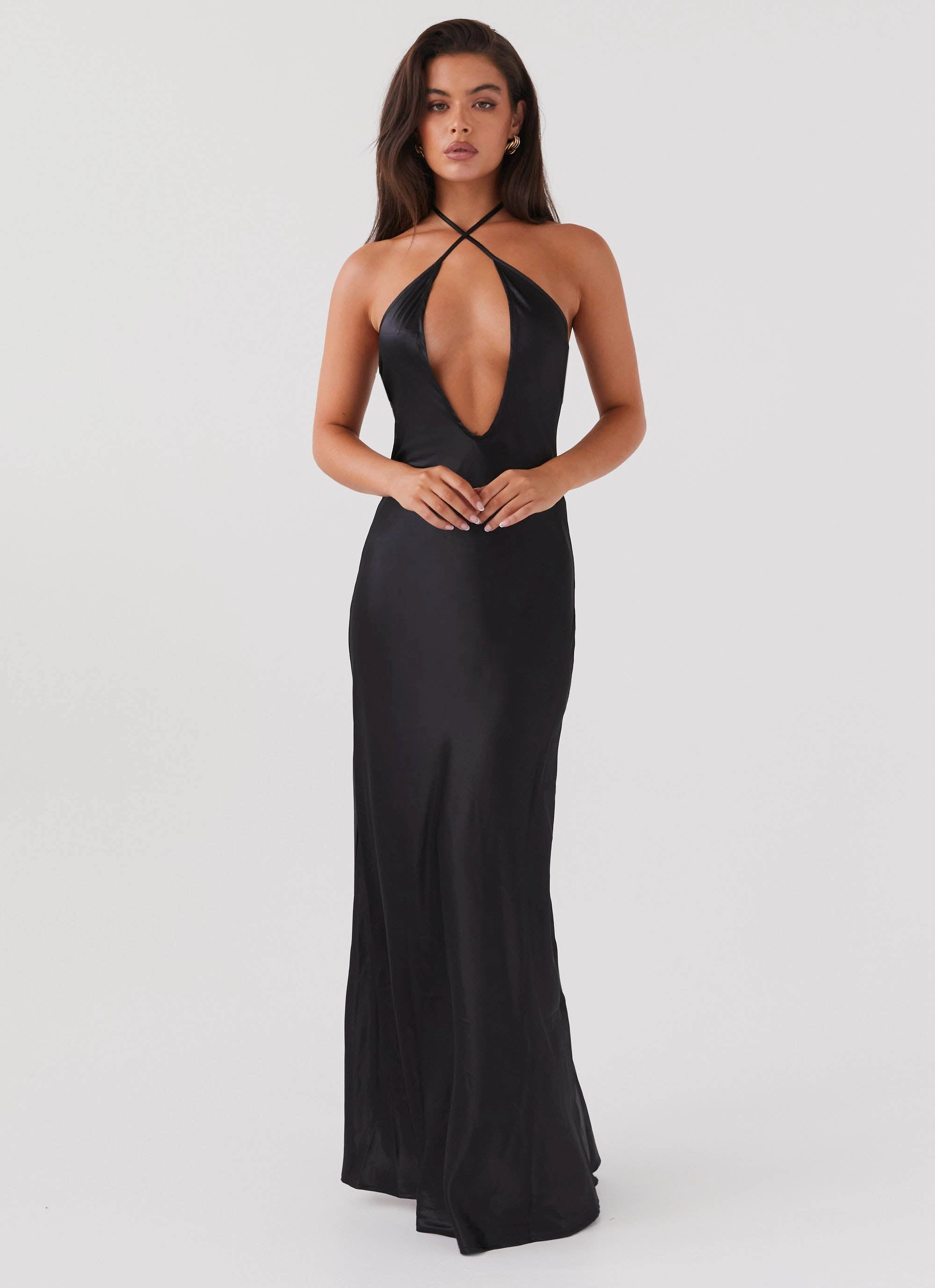 Noir Symphony Maxi Dress - Black Trendy Appearance Cozy Energy