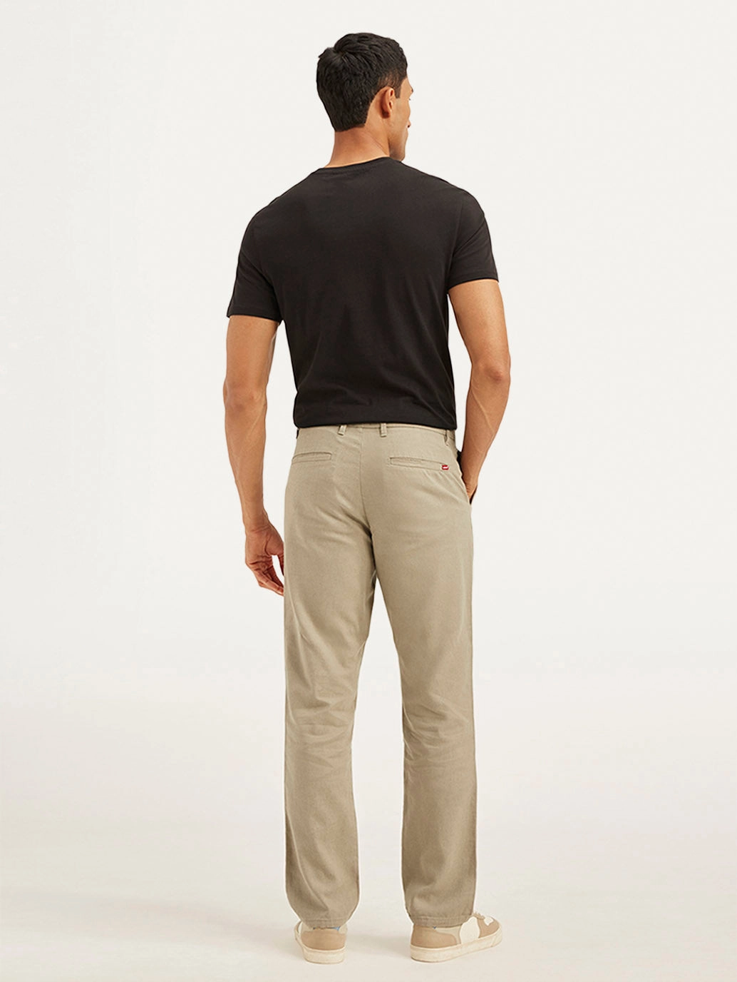 Relaxed Fit Design Men's Beige Authentic Straight Fit Linen Chino Pants