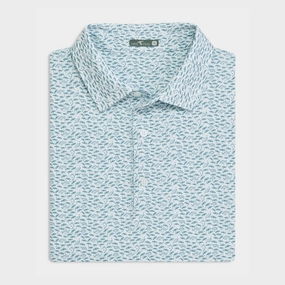 Cool Style Summer Ready Storm Blue Catch and Release Printed Performance Polo