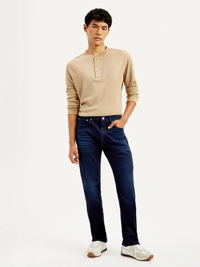 Men's 505 Navy Blue Straight Fit Mid Rise Jeans Outfit Vibe Go To Look