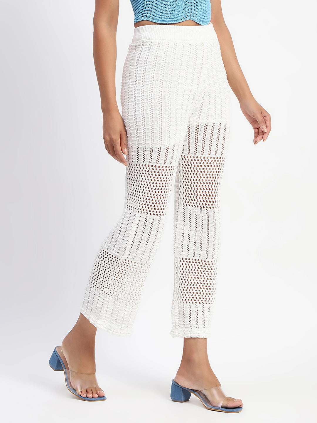 Madame Off-White Cotton Crochet Trouser StaticDissipativeFabric SoftLining