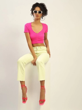 Madame Mid Rise Cotton Green Denim Yearlong Fit Artist Vibe Everyday