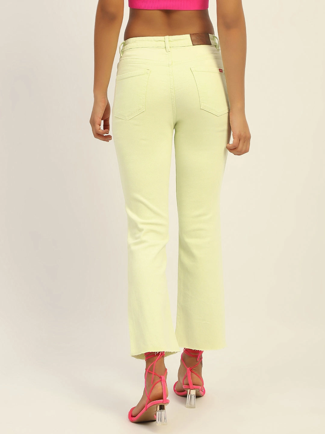 Madame Mid Rise Cotton Green Denim Casual Staple
