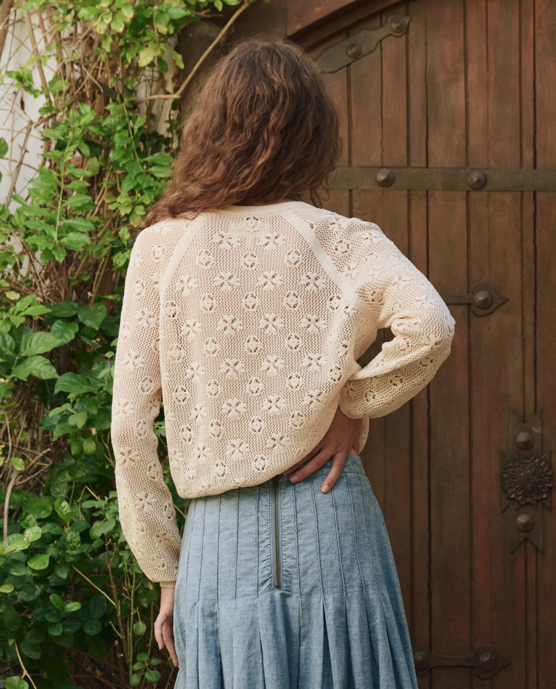 The Crochet Cardigan. -- Natural Warm Layer Fit Breathable Comfort Fit