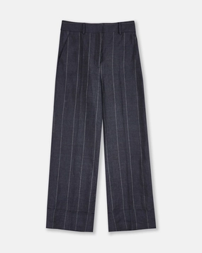 Smart Motion Compression Fit Regular fit pinstriped linen trousers