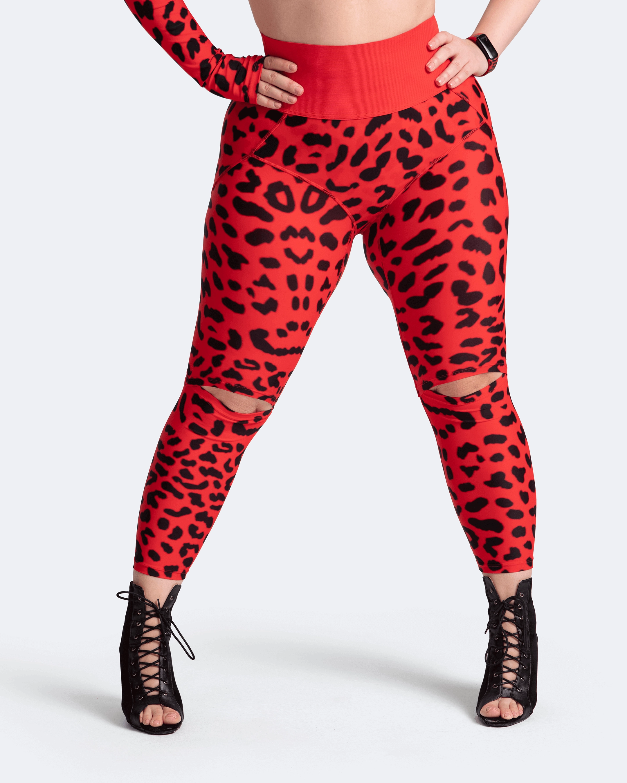 High-Rise Knee-Slit Leggings Breathable Comfort Fit