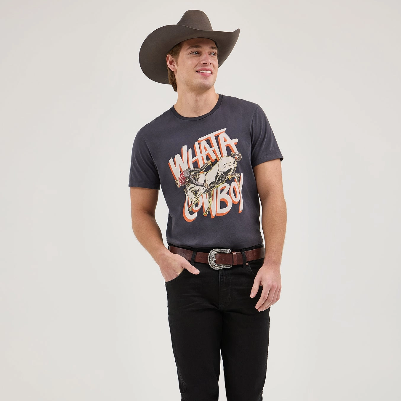 Wrangler? x Whataburger? Cowboy Graphic Black T-Shirt Stretch Comfort