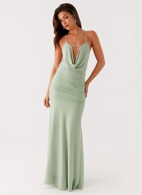 Glossy Detail Norah Maxi Dress - Sage