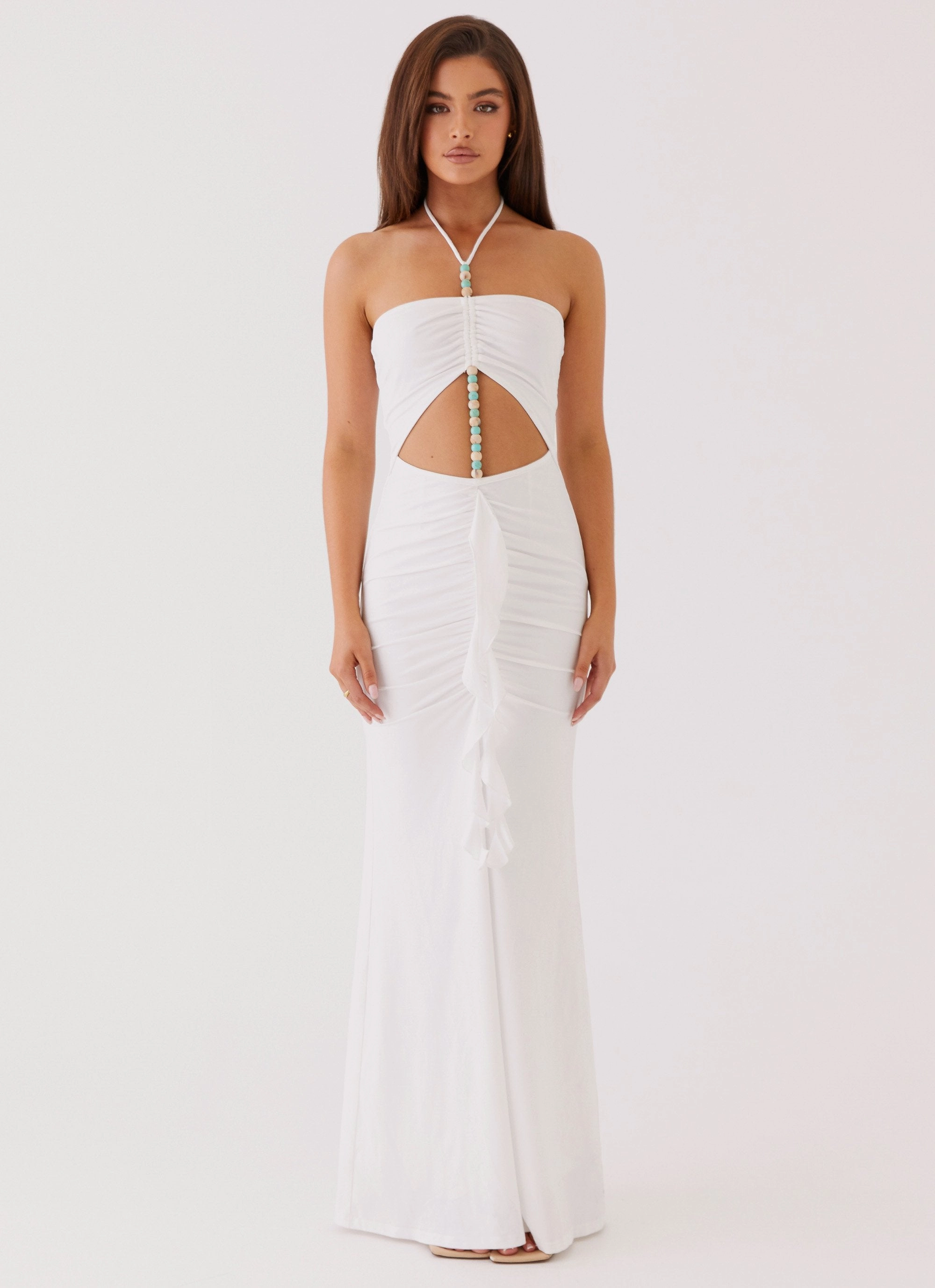 Scandi Light Urban Motion Serina Ruffle Maxi Dress - White