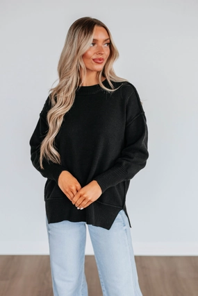 Odelia Oversized Sweater - Black Chic Design Knit Essentials