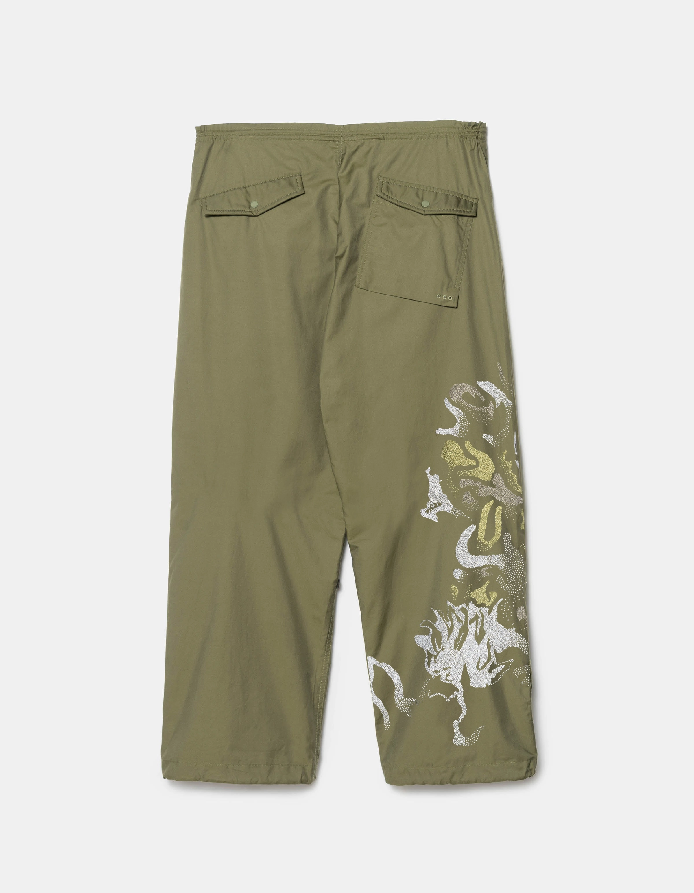 7082 Pointillist Dragon Embroidered Snopants? Olive OG-107F Casual Chic Look HighRiseWaist