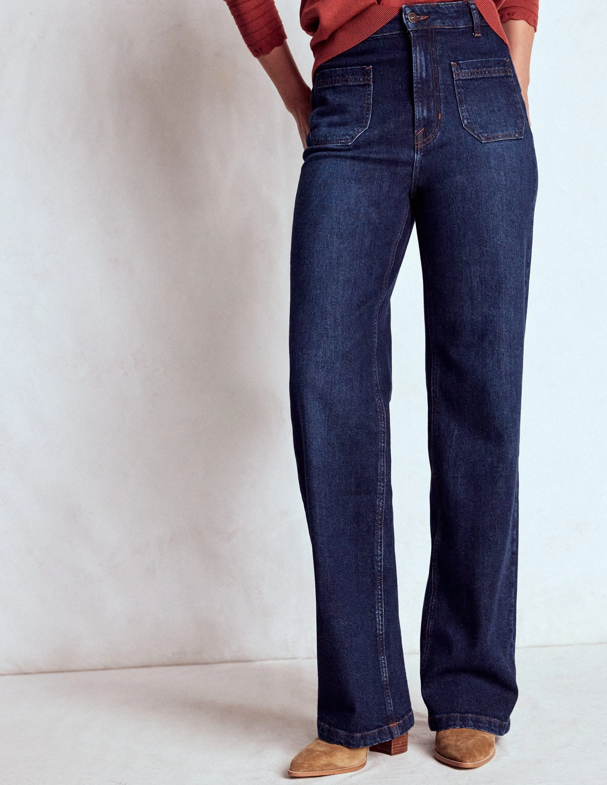Straight Leg Pocket Jeans-Dark Vintage Stretch Waist