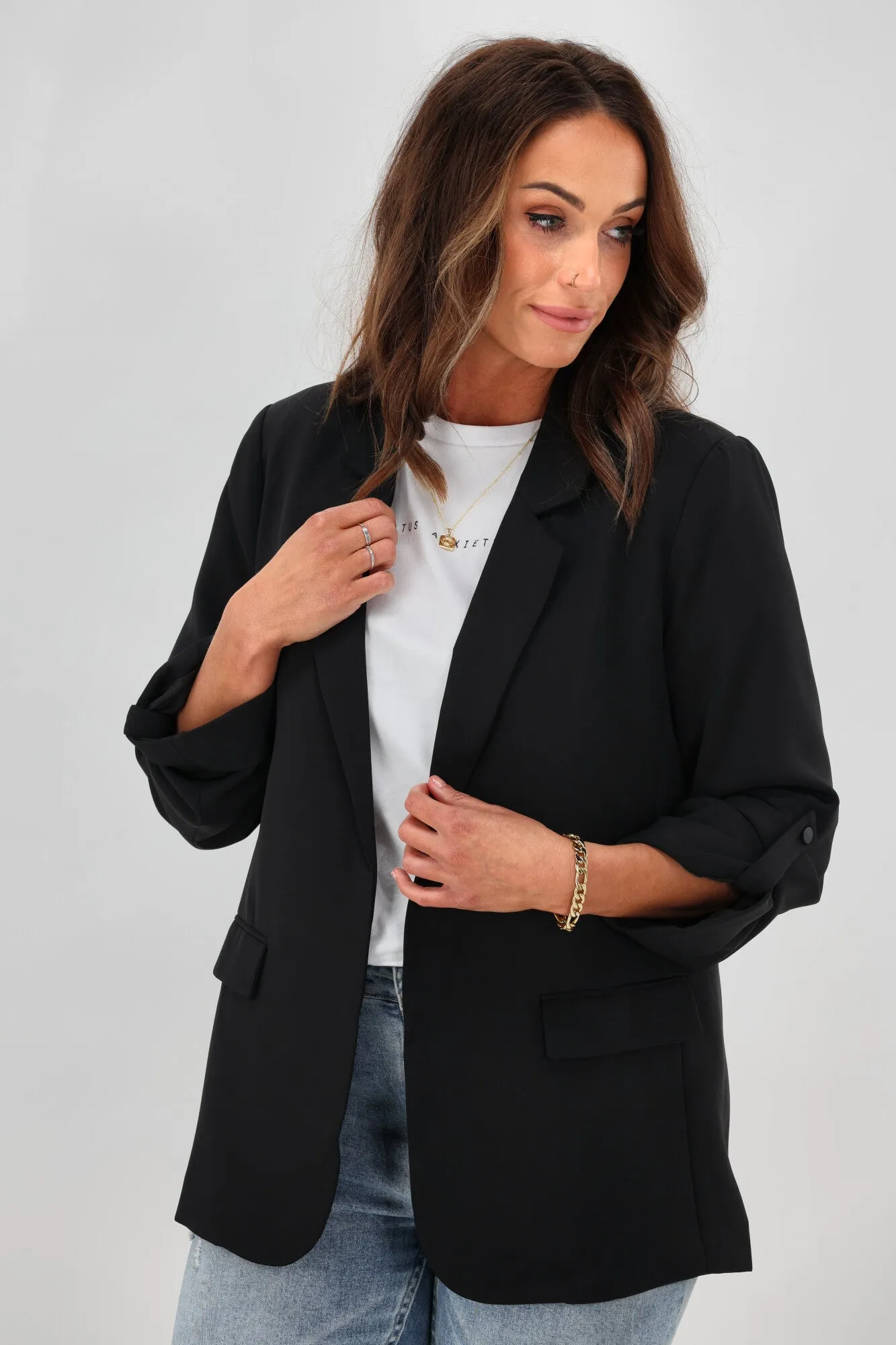 ErgonomicFit BreathableFabric Gloss by Shine On Leone Blazer Black