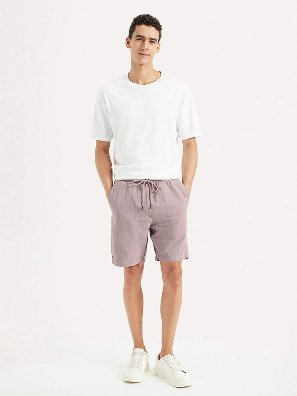 Men's Mauve Regular Fit Shorts Sleek Waistband Casual Fit