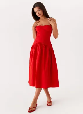 Clean Comfort Mood Glow Yvette Corset Midi Dress - Red