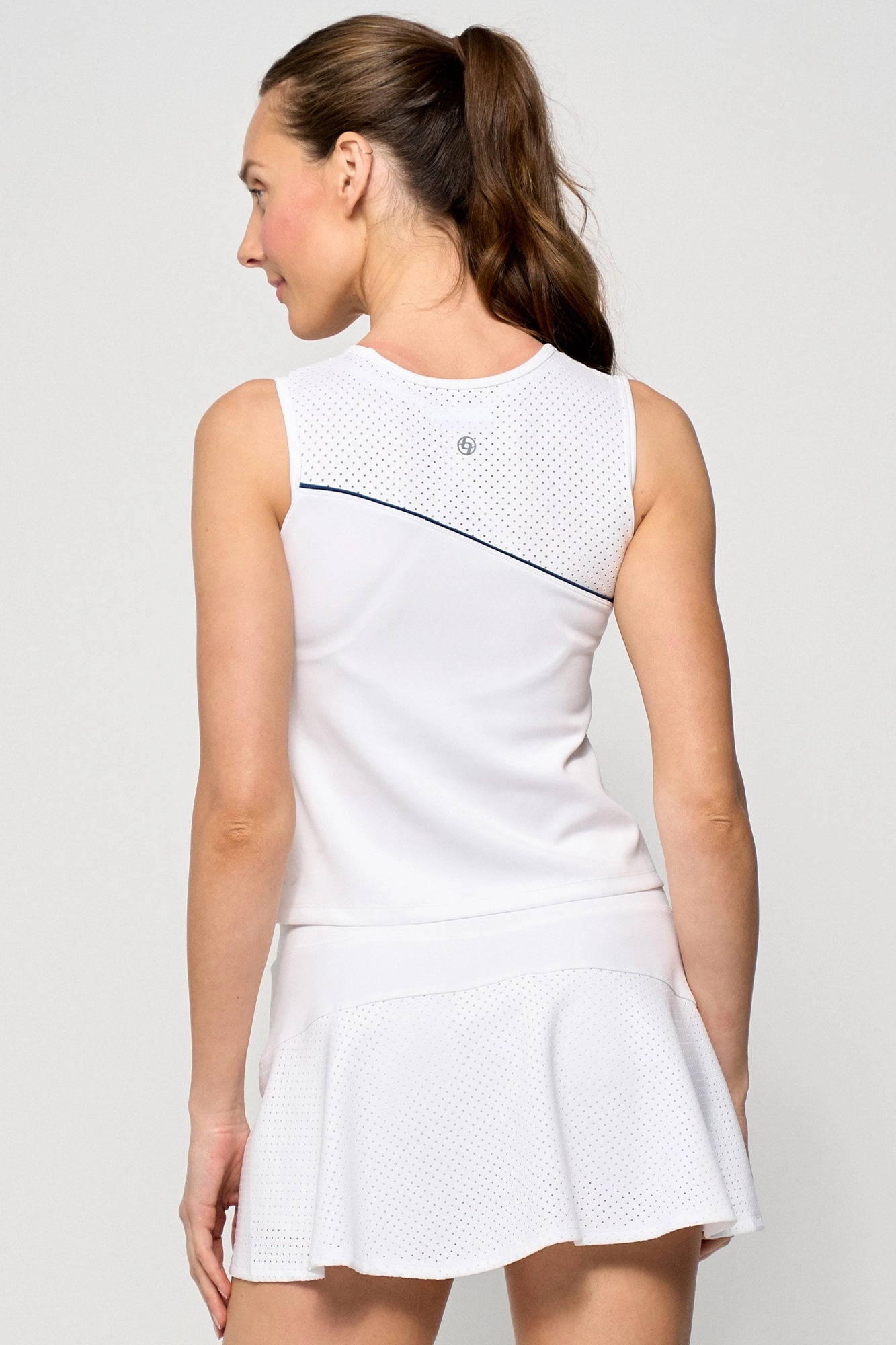 Sporty Tank - White/Marine Soft Flexible Elasticated Cuffs