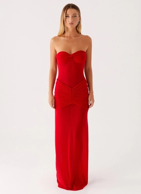Ottilie Mesh Maxi Dress - Red Contemporary Waist Flattering Shape Look
