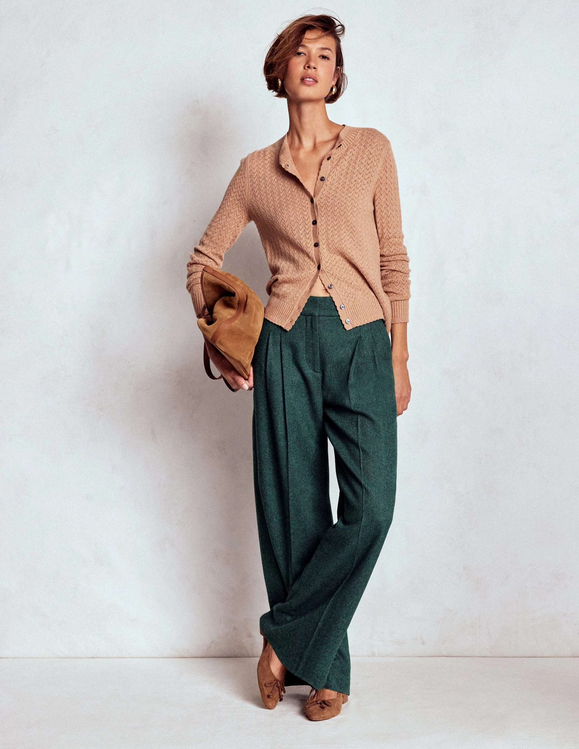 BreathableMaterial Kensington Wool Trousers-Green and Navy Herringbone