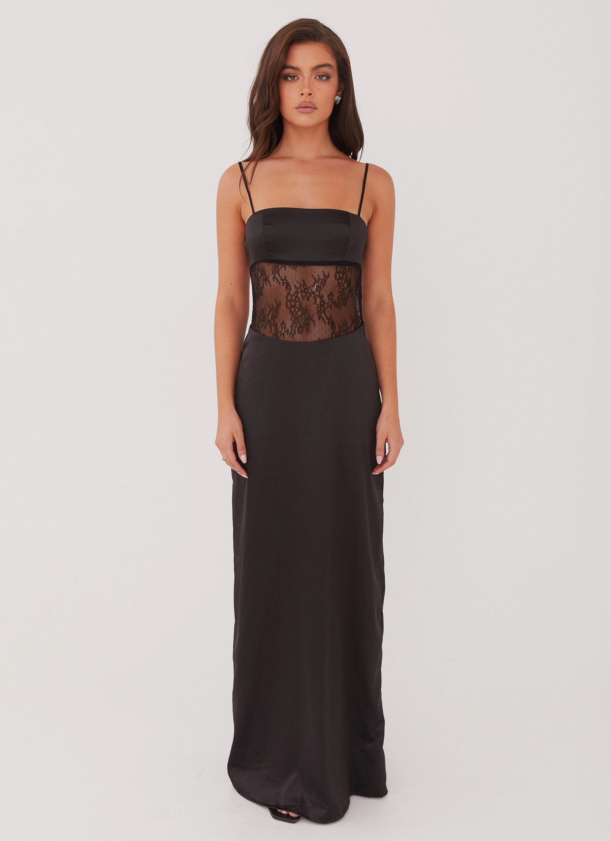Elegant Cut Tall Girl Palais Royale Lace Maxi Dress - Black