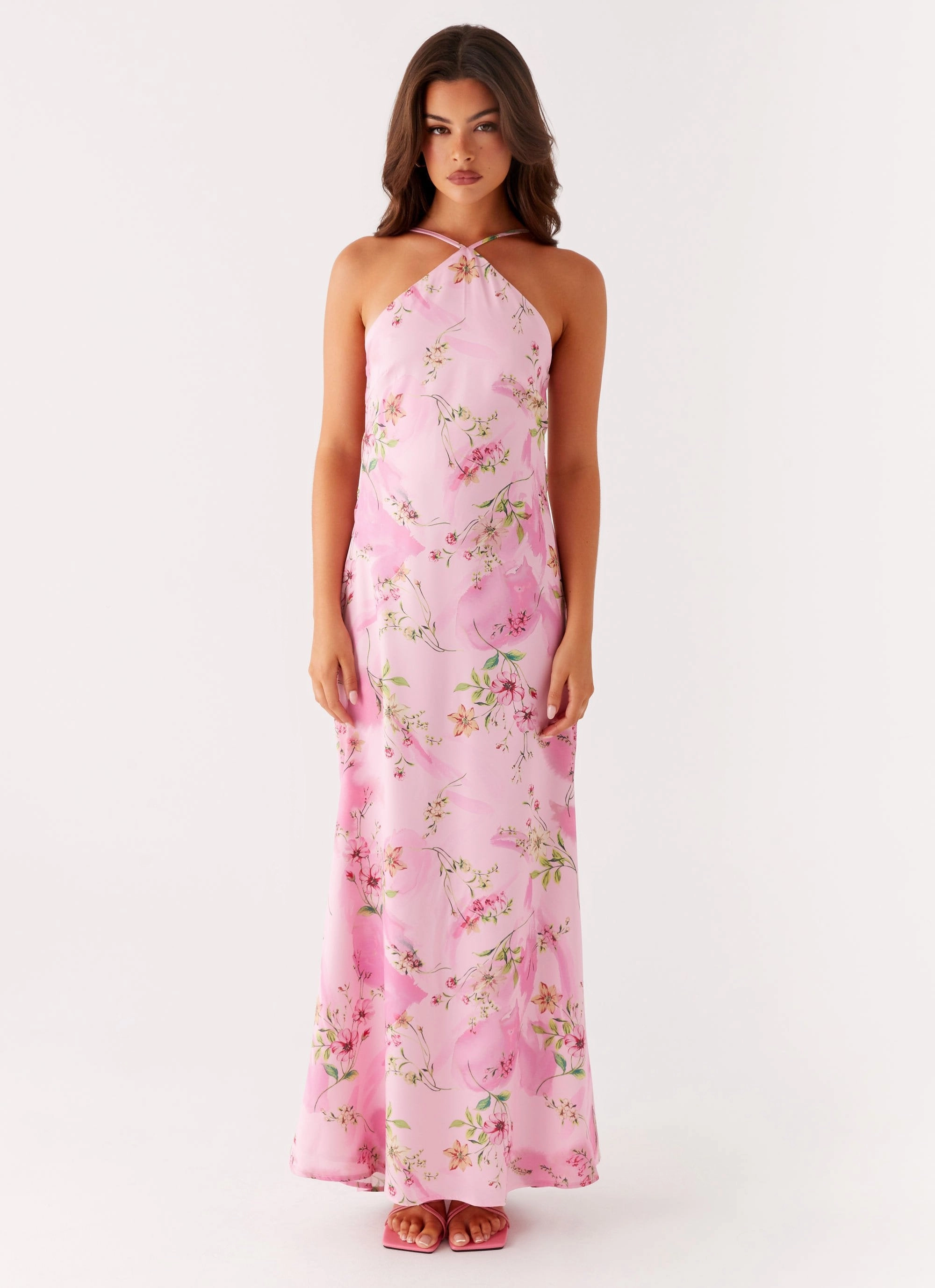 Comfortable Cut Fresh Aesthetic Pascal Maxi Dress - Pink Floral Print
