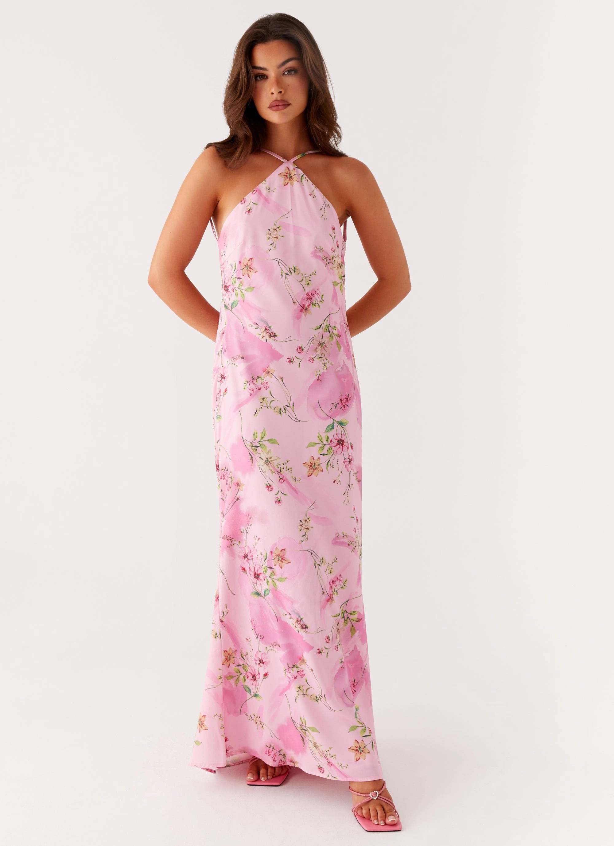 Pascal Maxi Dress - Pink Floral Print Wedding Style