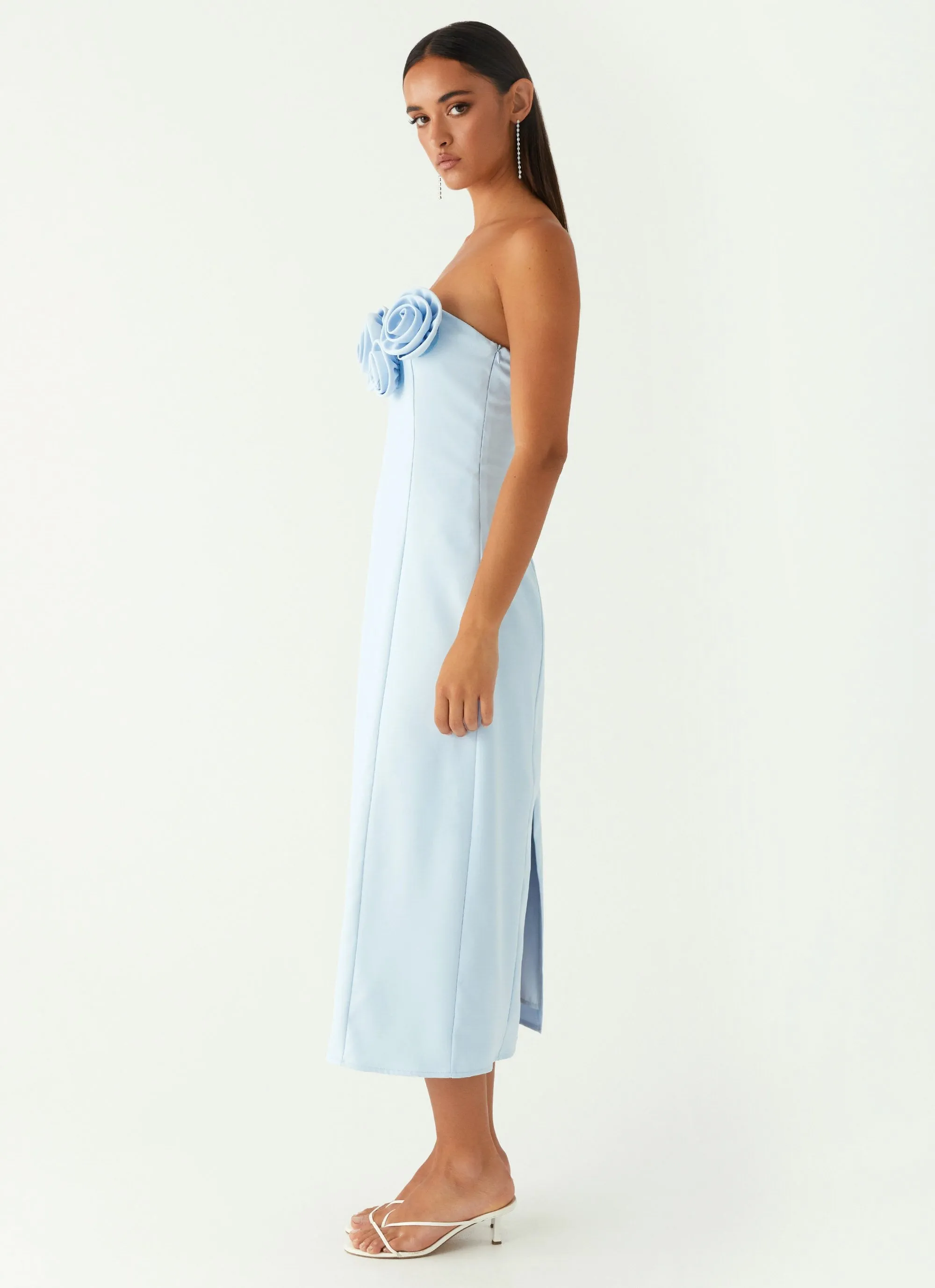 Patsie Strapless Midi Dress - Blue Glam Feel Tall-Fit