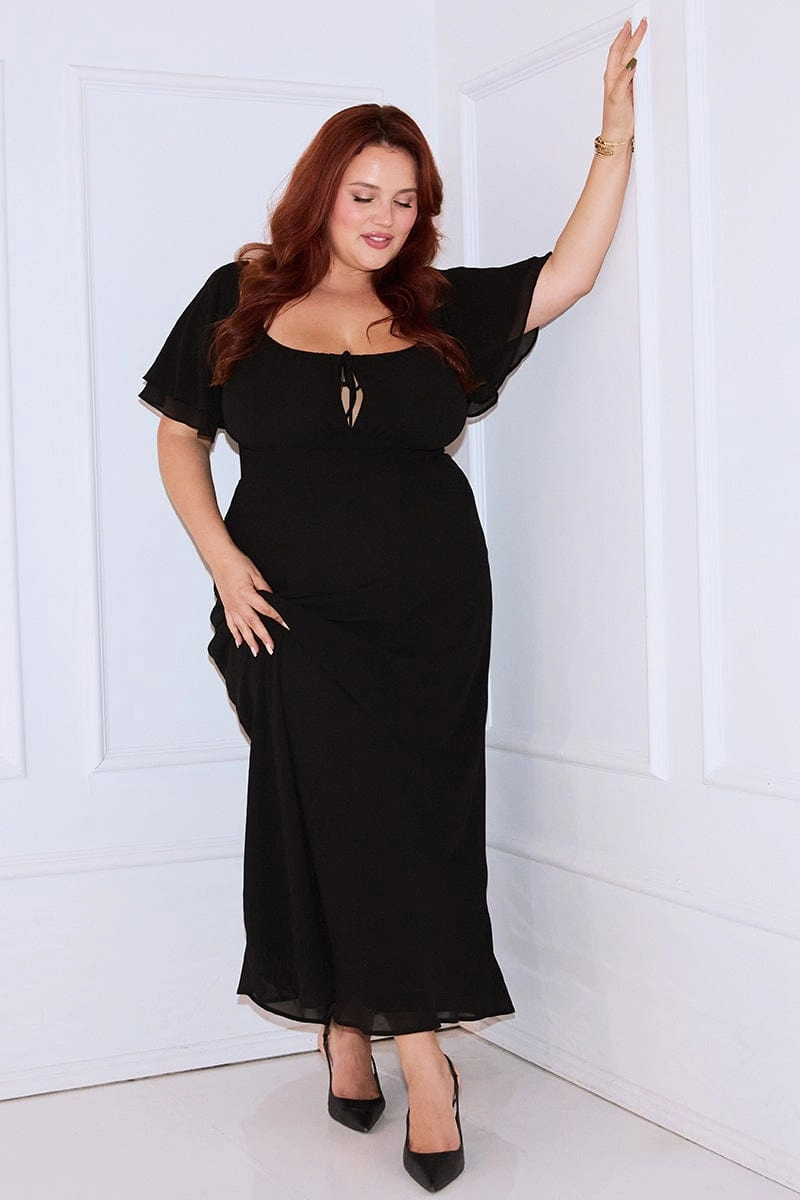 Smart Layers Black Sweetheart Neck Bias Maxi Dress