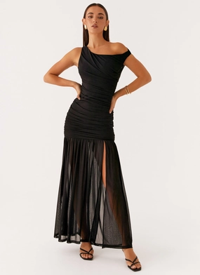 Retro Detail Pavilion Maxi Dress - Black