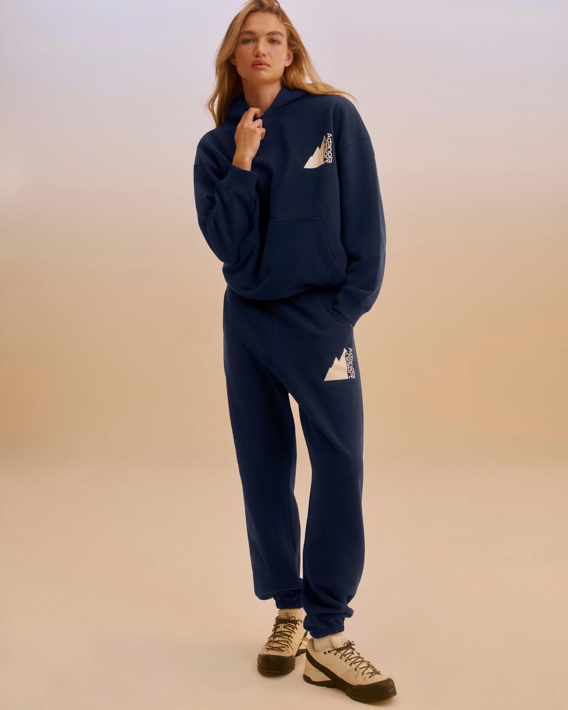 Anti Pilling Finish Peaks Sweatpants - Navy Blue