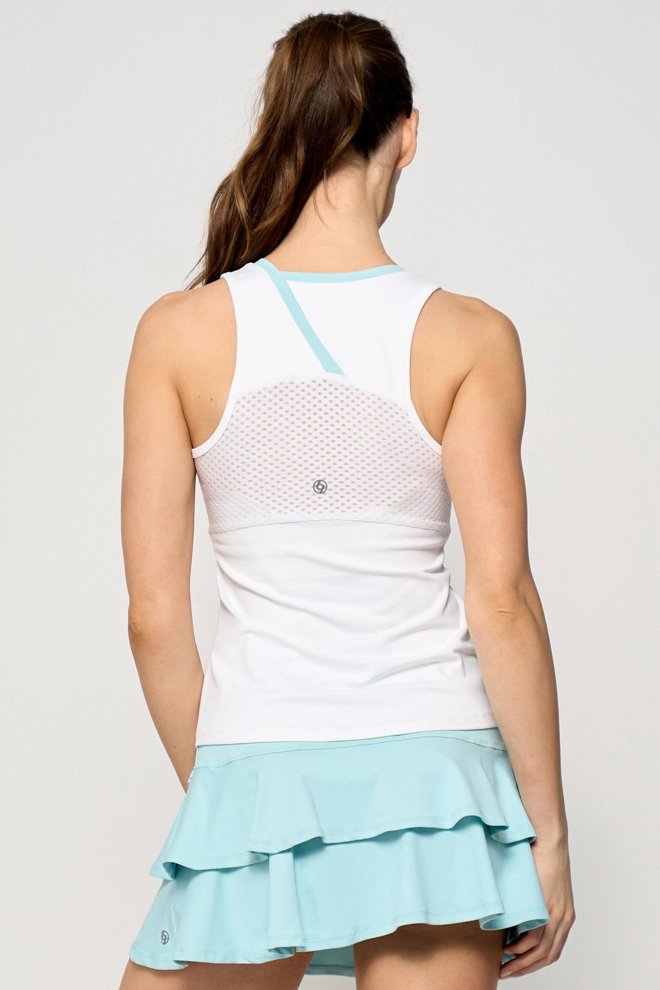Forest use Anti Pilling Surface Peek Tank - White/Pastel Blue