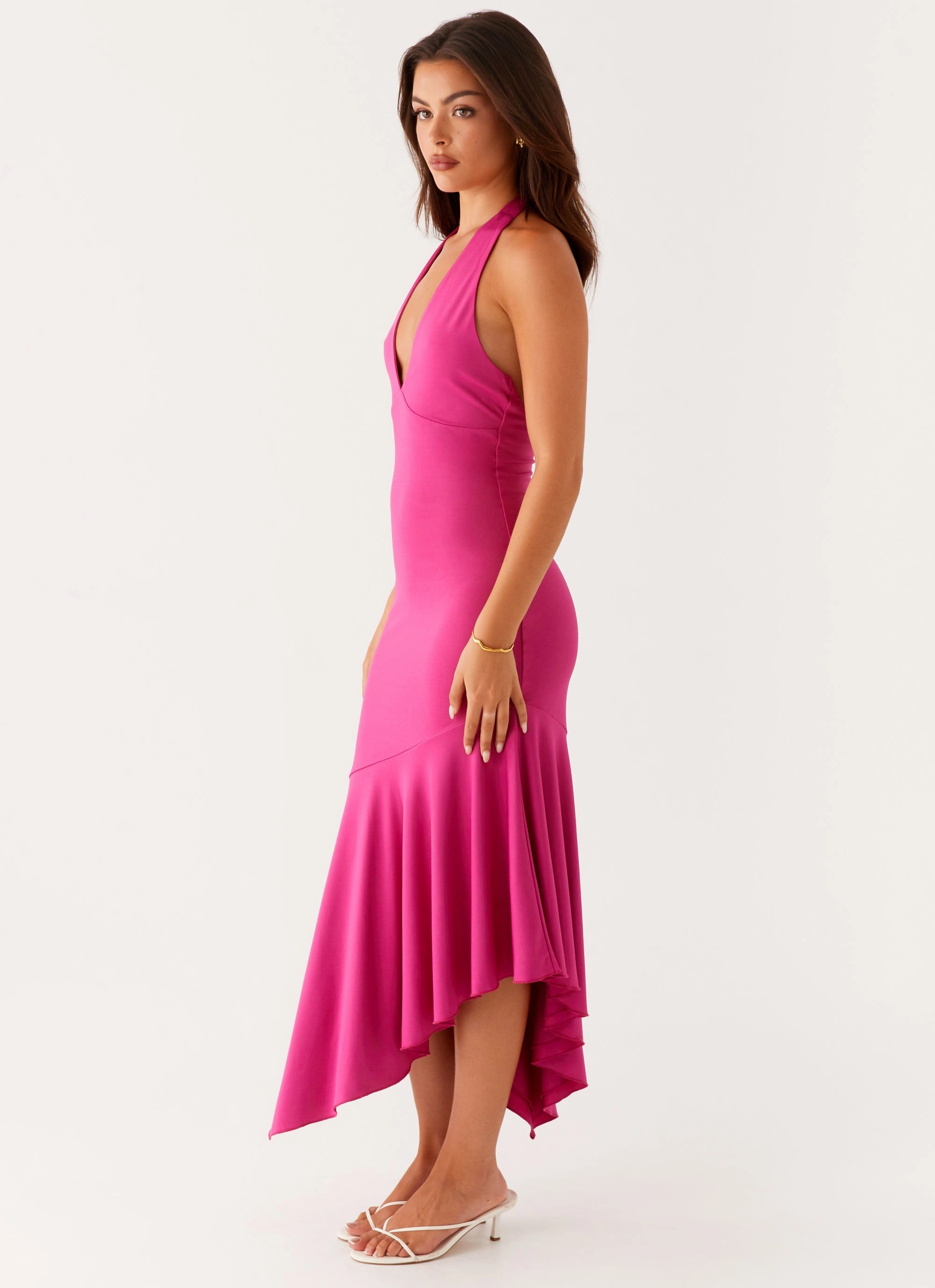 Luxury-Fabric Perdita Midi Dress - Fuchsia