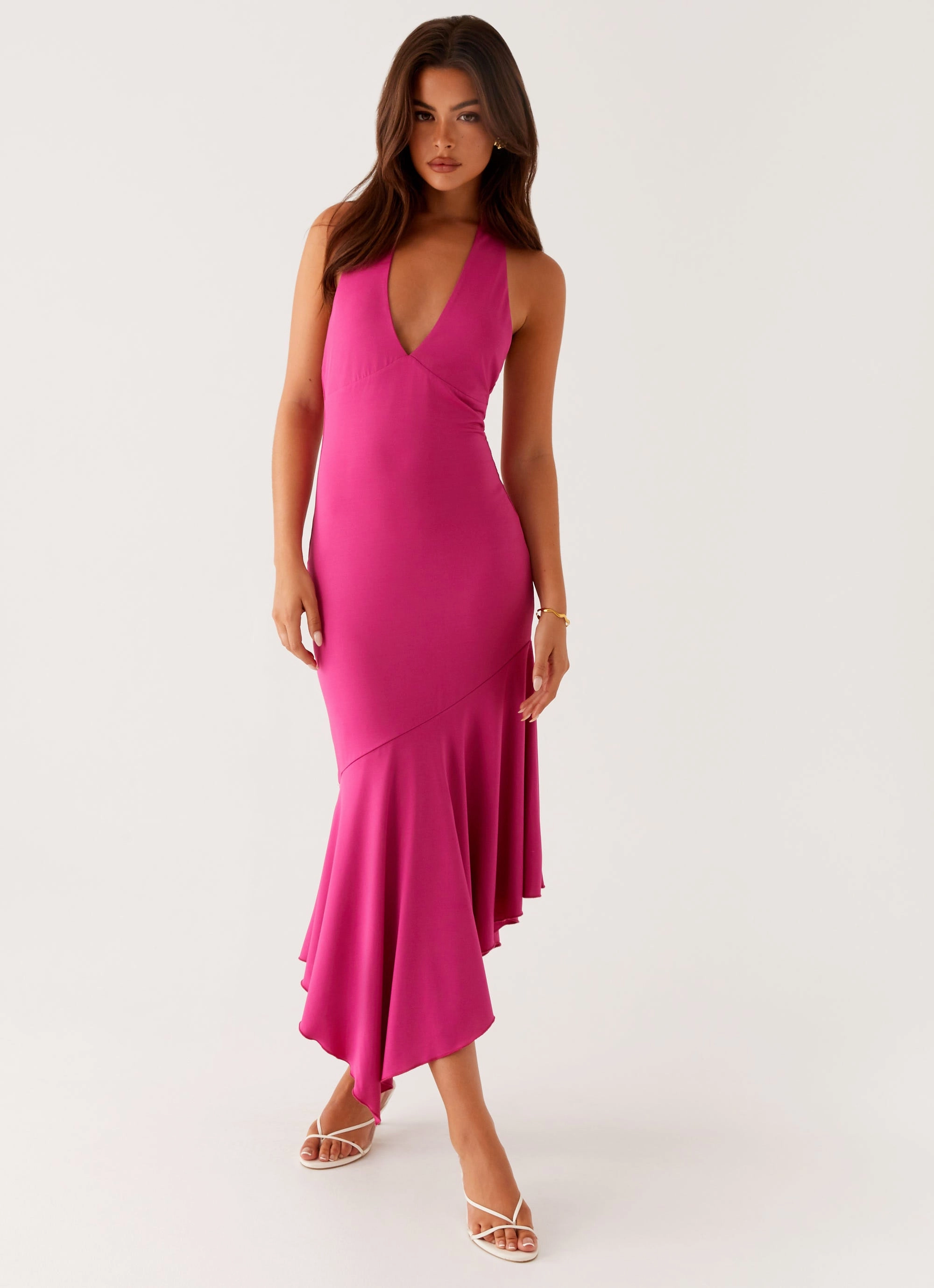 Perdita Midi Dress - Fuchsia Sleek Comfort