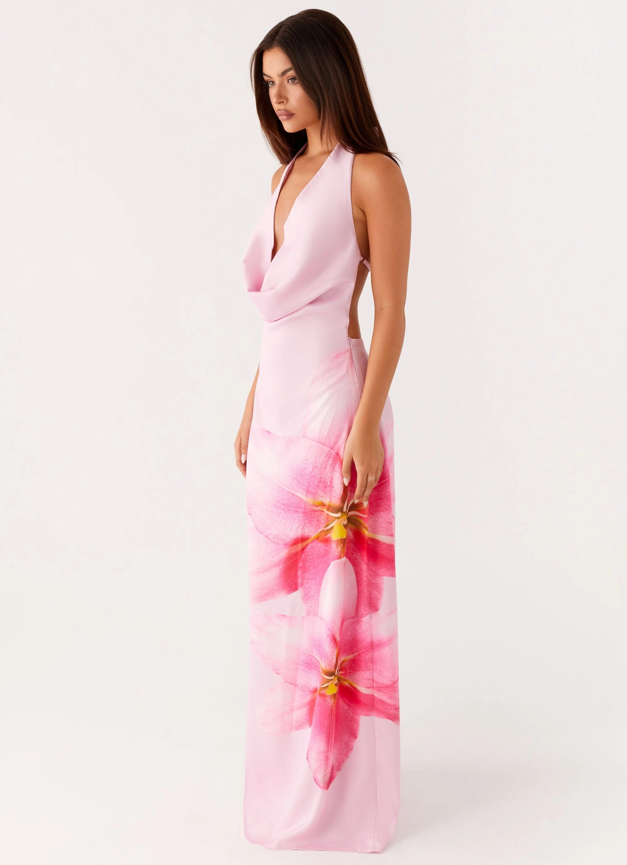 Bryony Cowl Maxi Dress - Pink Breath Ease