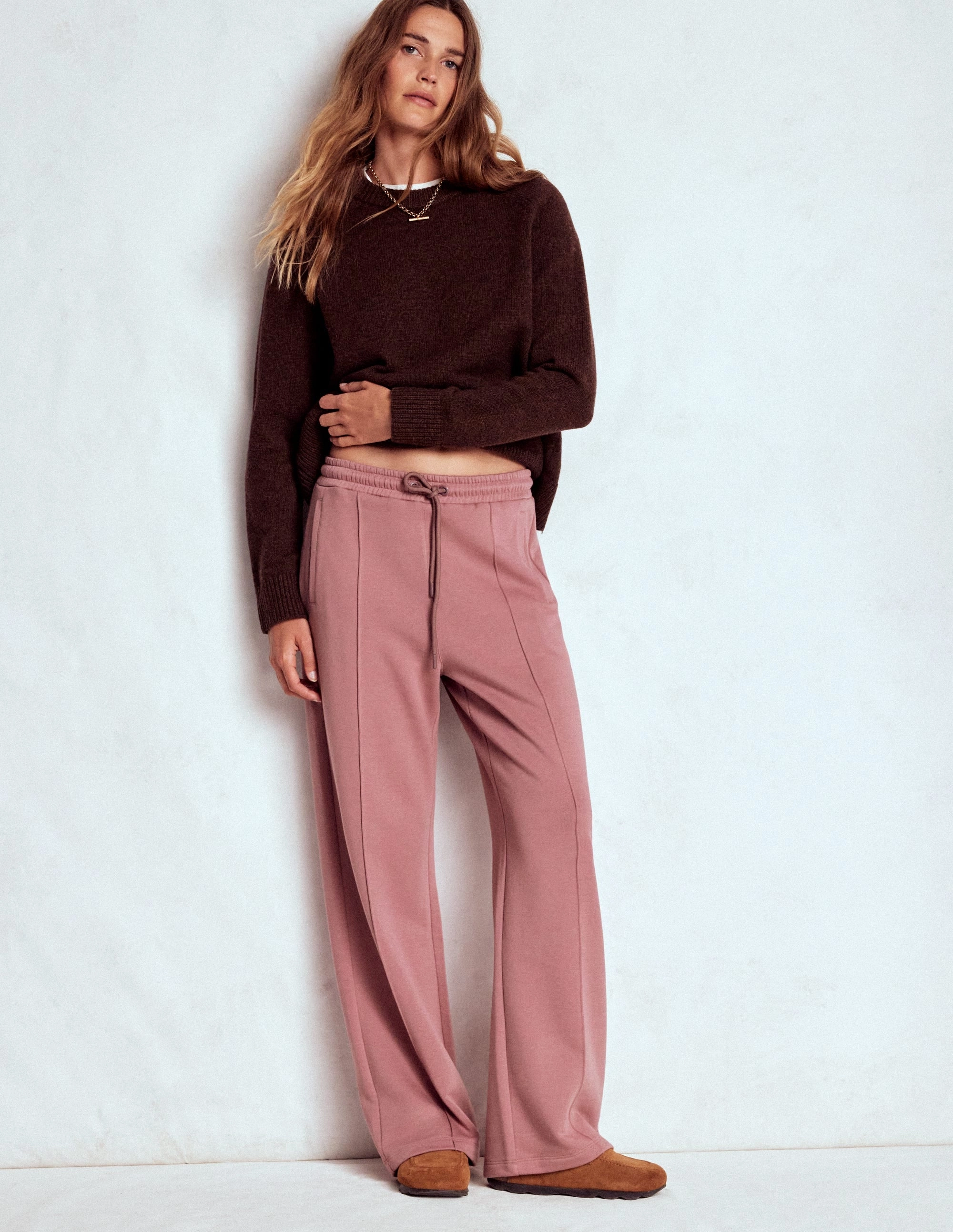Wide Leg Joggers-Blushing Rose Flex Movement