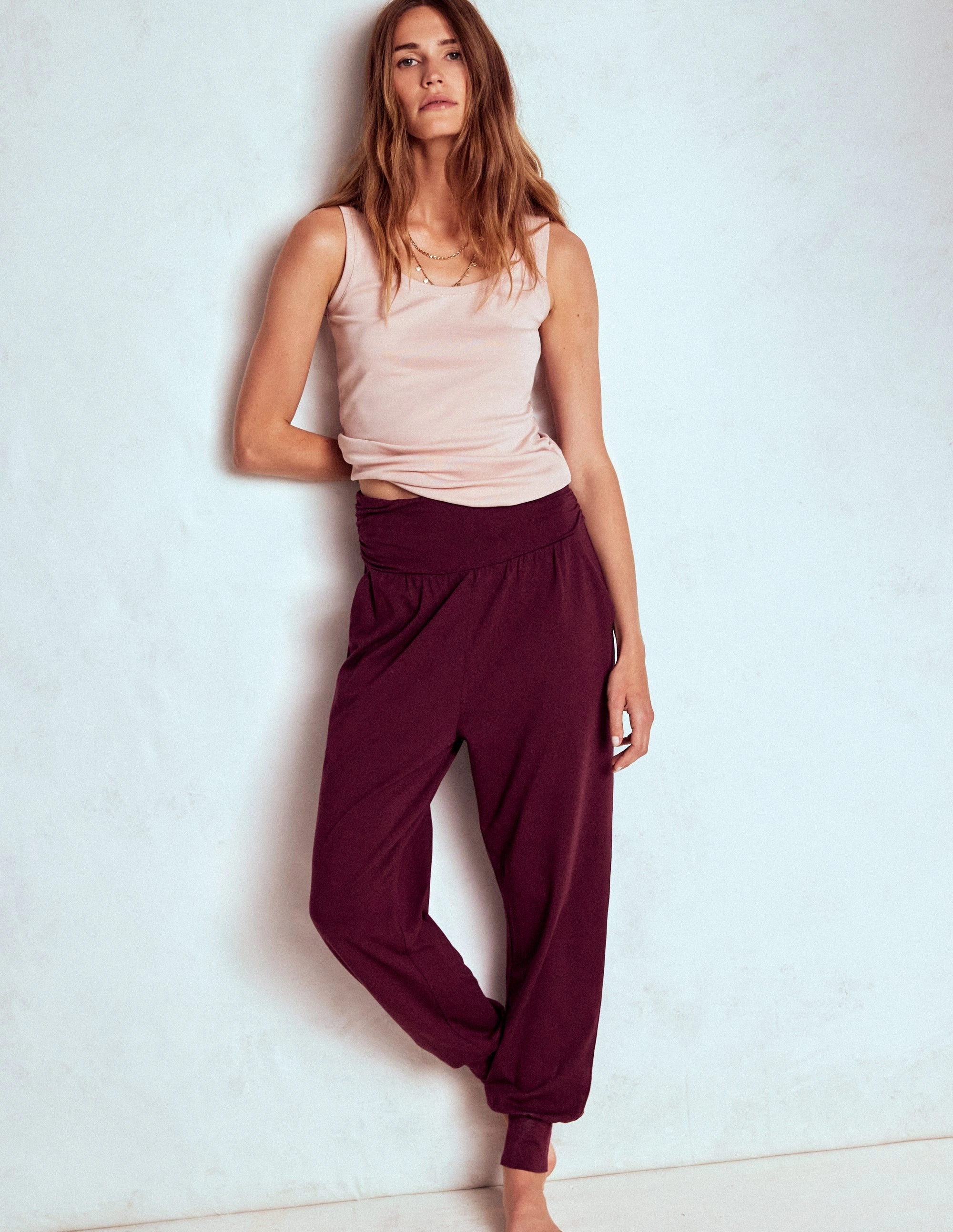 Soft Comfort Essential Waist Hareem Jersey Joggers-Deep Wisteria