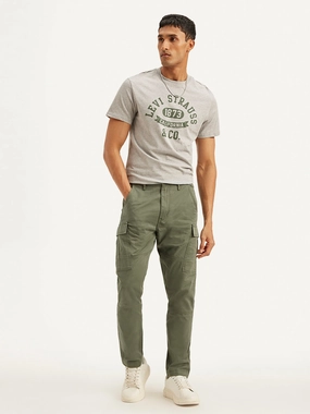 Men's Olive Relaxed Fit Cargo Trousers All-day Comfort
