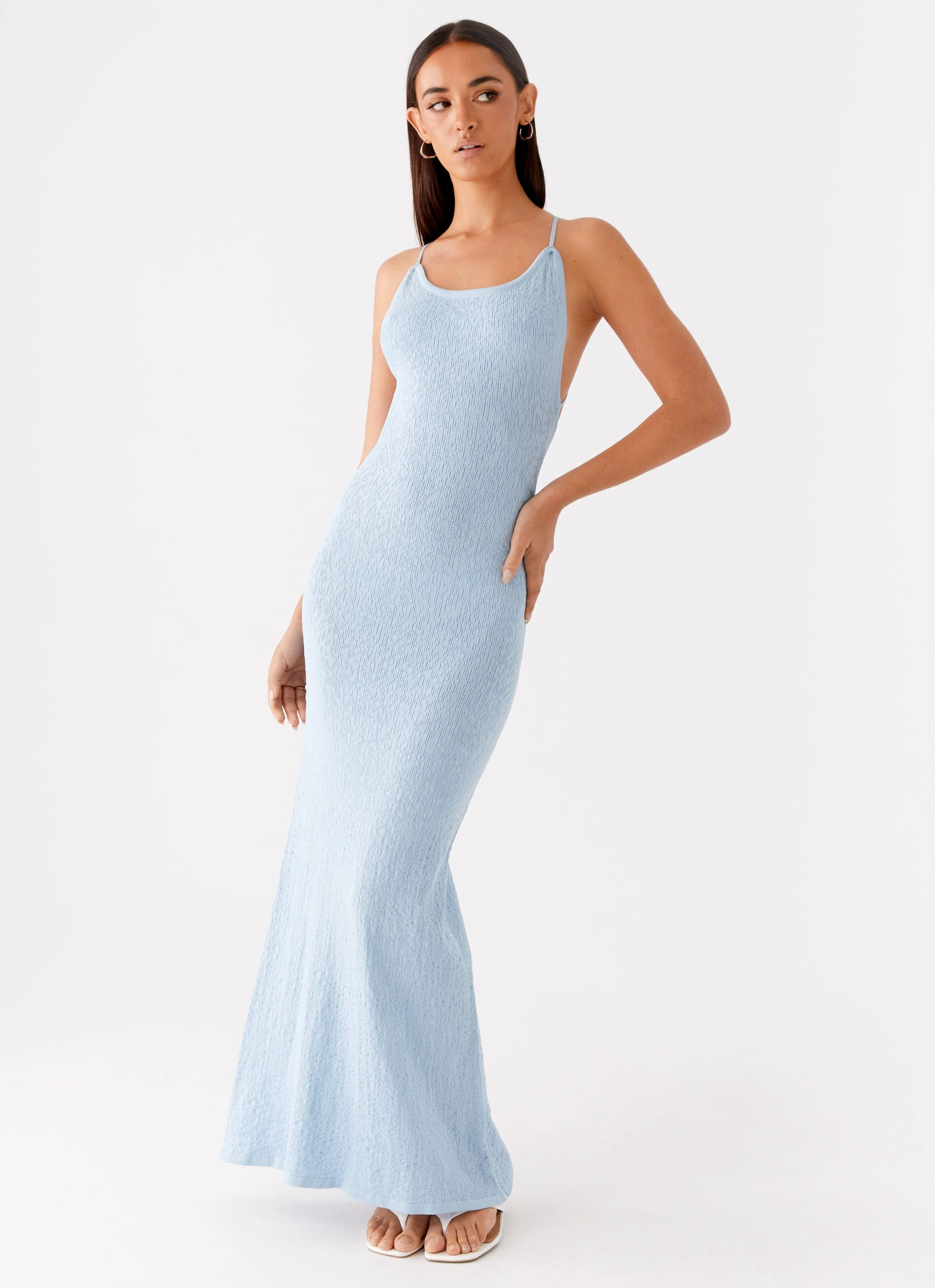 Feminine Style Back-Pocket Lopez Maxi Dress - Blue