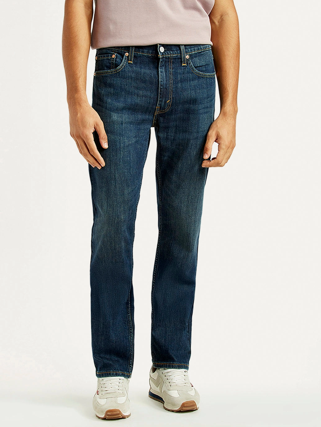 No Iron Wear Men's 513 Dark Indigo Slim Straight Fit Mid Rise Jeans