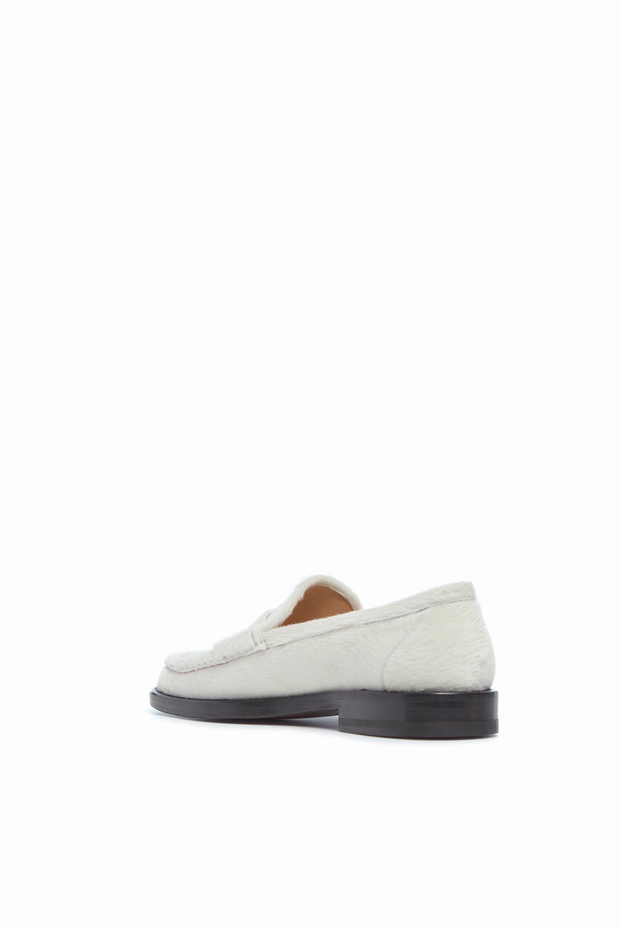 Closed   Toe Pierre Loafer in Ivory Pony Hair