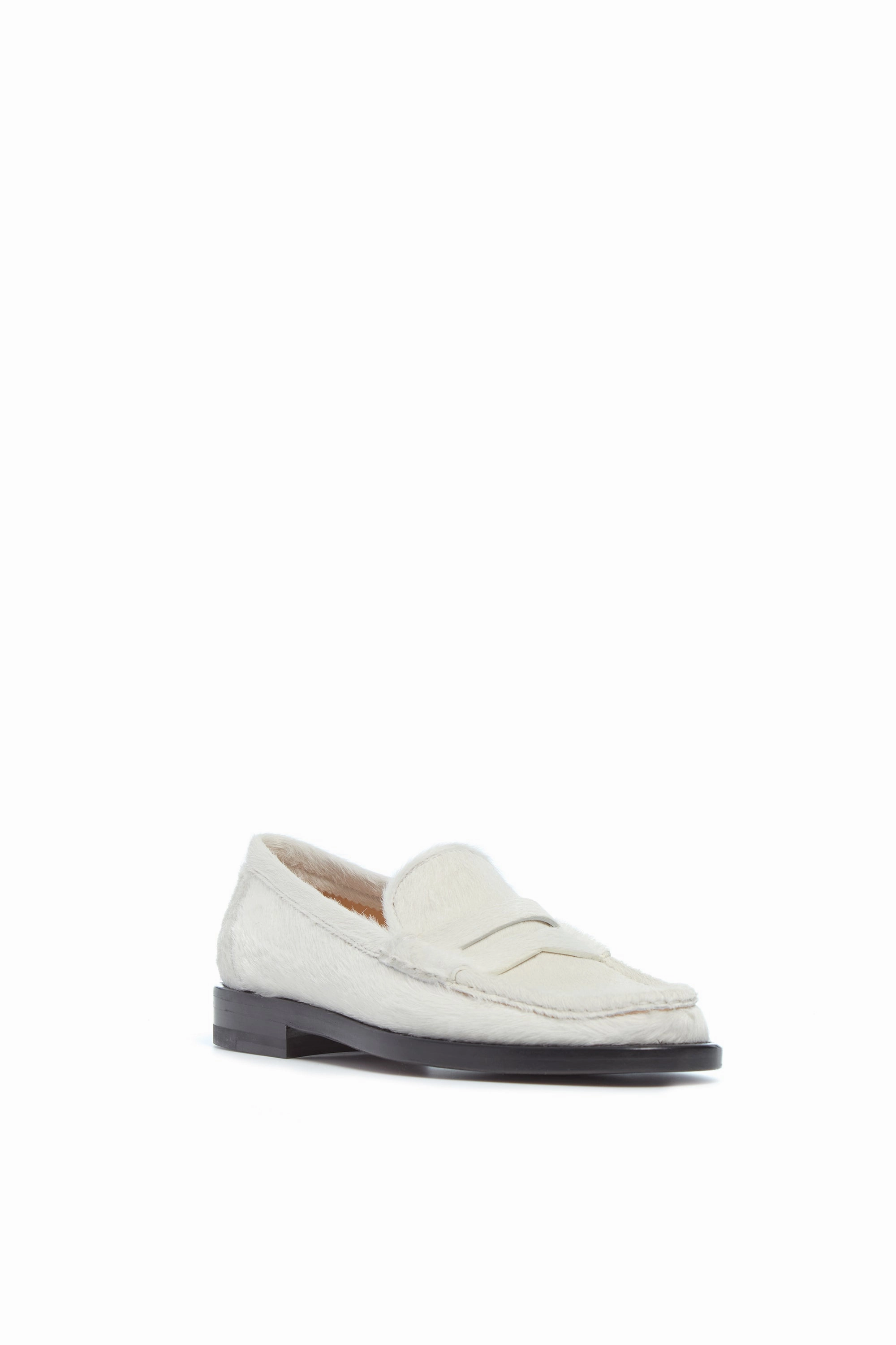 Pierre Loafer in Ivory Pony Hair Path Smooth