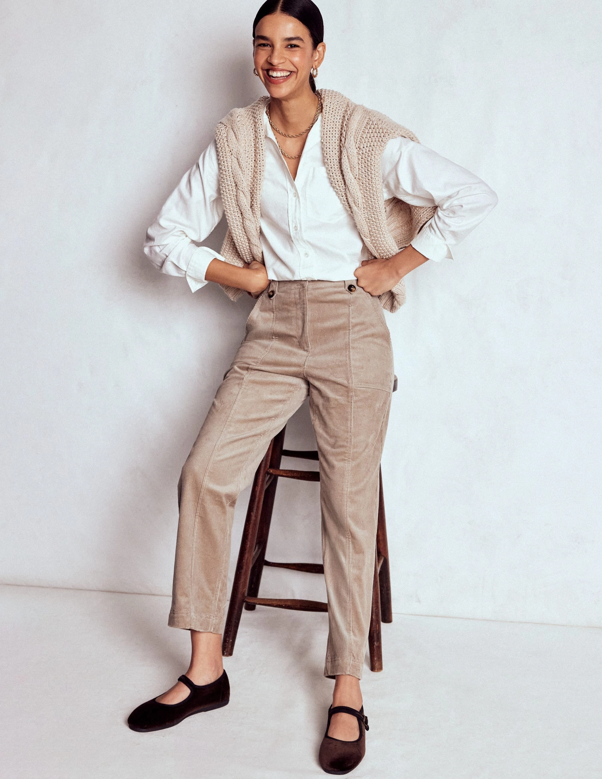 Casual Essentials Bootcut shape Pimlico Cord Trousers-Nutmeg