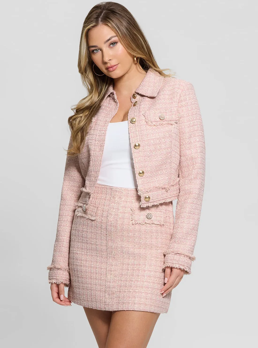 Pink Daphnee Cropped Jacket Transition Wear