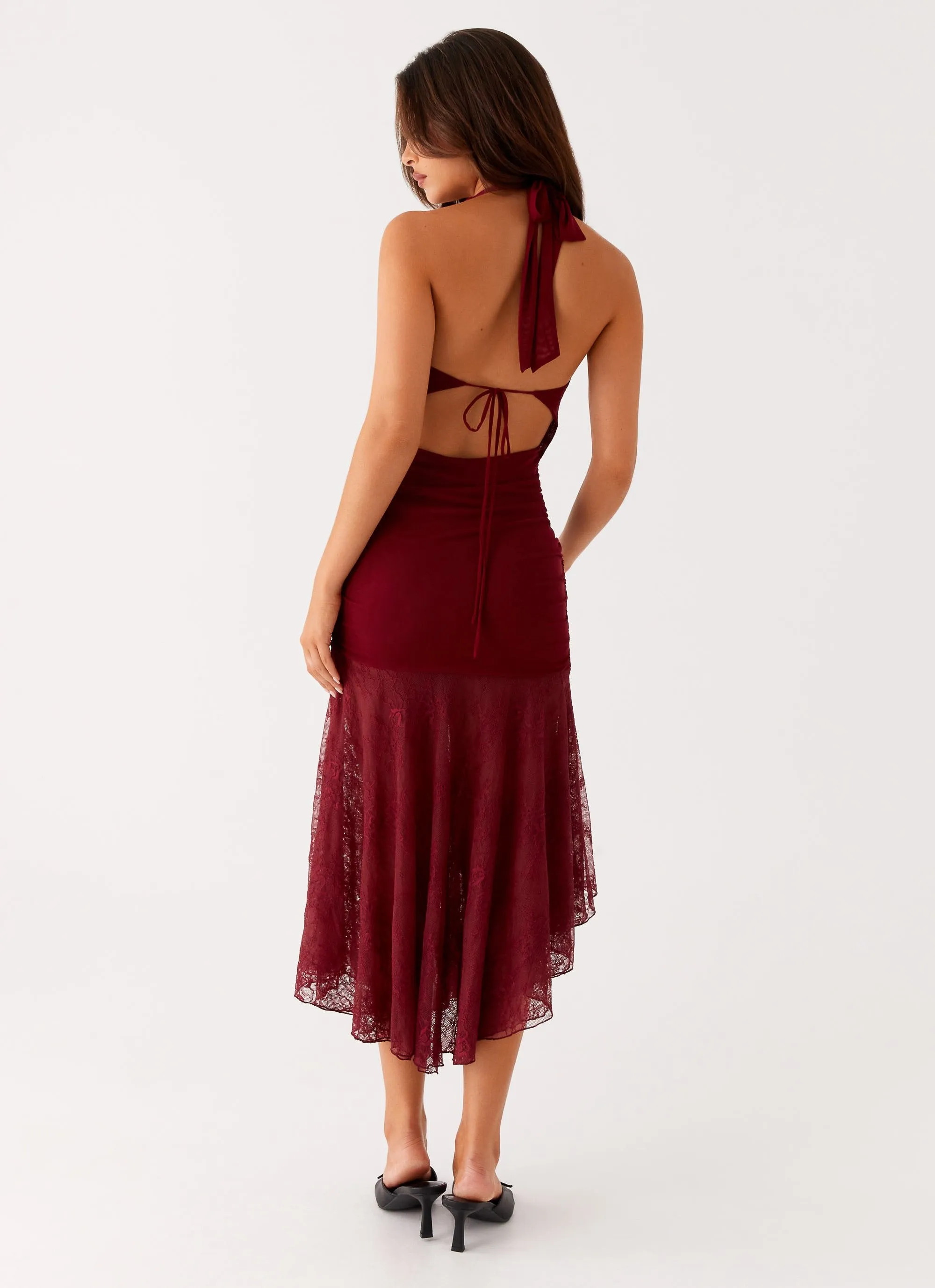 Burnout Midi Dress - Maroon Smart Casual Chilly Day Wear