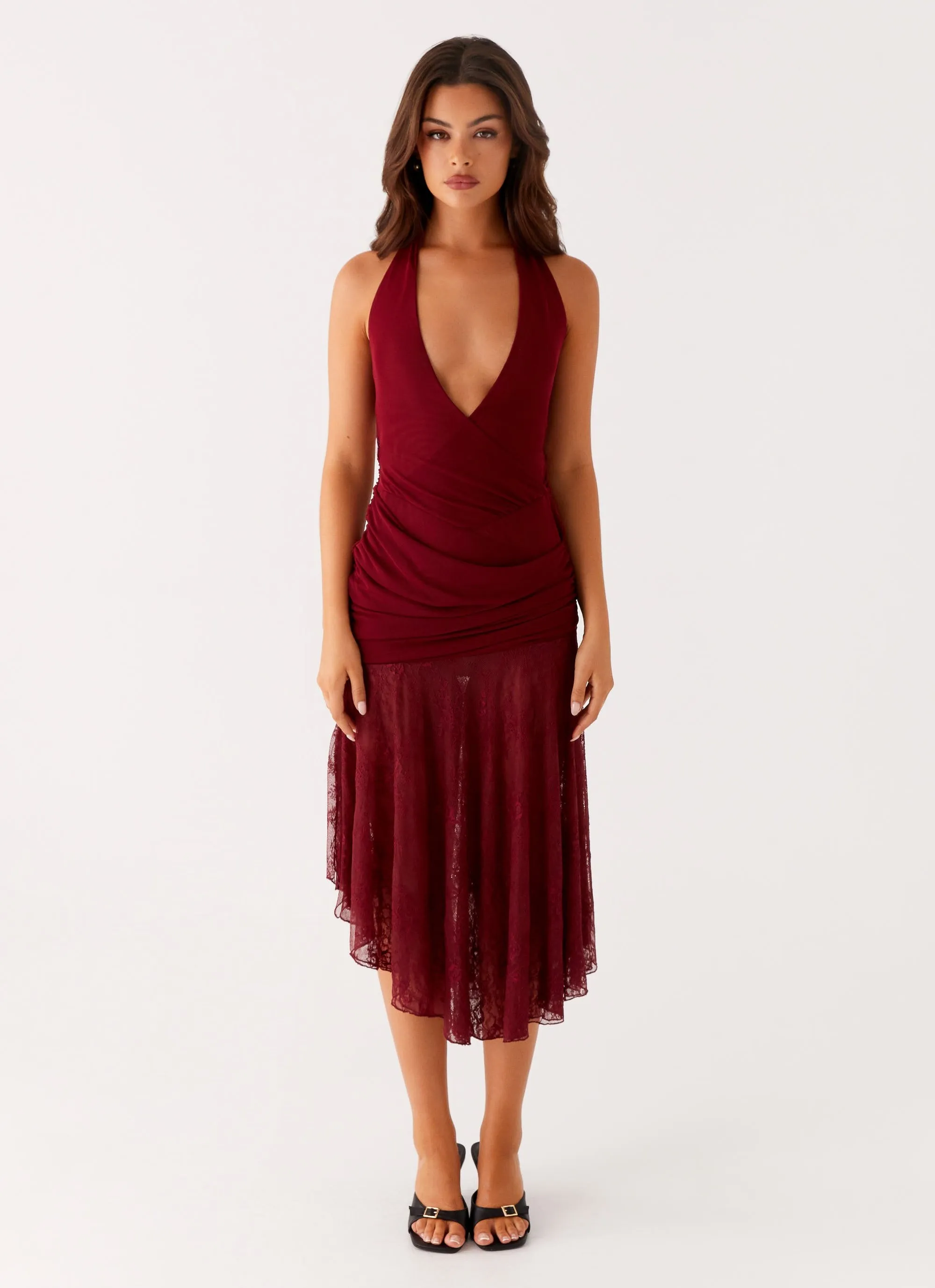 Burnout Midi Dress - Maroon Peach Tone All Fitwear