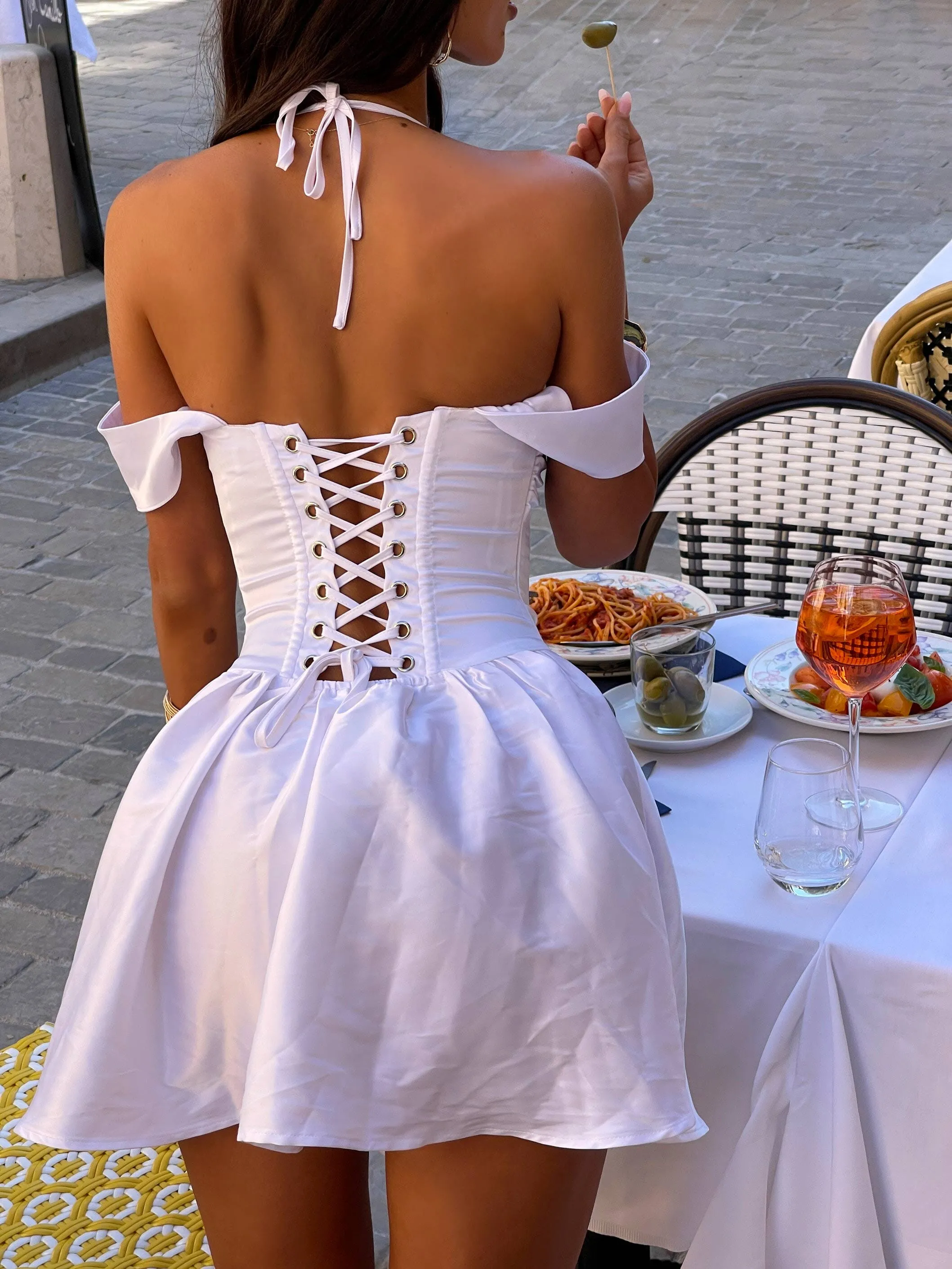 PORSHA MINI DRESS WHITE Travel-Pack